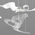 Abstract Chandelier With Modern Curved Lines And Intricate Hanging Structure For Contemporary Interior Spaces