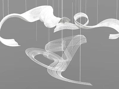 Abstract Chandelier With Modern Curved Lines And Intricate Hanging Structure For Contemporary Interior Spaces 3d model