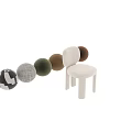 Nordic Style Textured Fabric Upholstered Single Sofa Chair With Rounded Back For Home Indoor Decoration