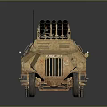 Military Tank With Tracks Multiple Barrels On Top And Antenna Design