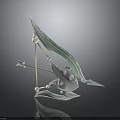 Elegant Fantasy Elven Bow Weapon With Intricate Crystal Design And Decorative Arrow