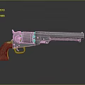 Vintage Revolver With Silver Metal Barrel Red Wooden Grip And Shiny Finish