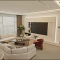 Modern Living Dining Room Interior Design With Sofa TV Wall Green Plant And Decorative Layout