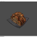 Sliced Brown Bread With Raisins And Nuts On Gray Square Plate Showing Soft Texture 3d model