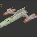 White Spaceship 3D Model Featuring Orange Stripes Twin Engines Aerodynamic Design For Space Exploration