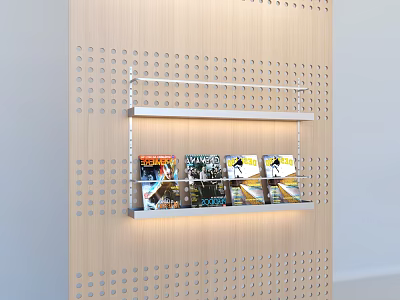 Bookshelf Display Rack Display Cabinet Shelf Publications and Periodical Rack Metal Bookshelf Punched Plate Wall Panel 3d model