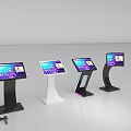 Commercial Display Equipment With Interactive Screens Multiple Base Designs And Microphone Stand 3d model