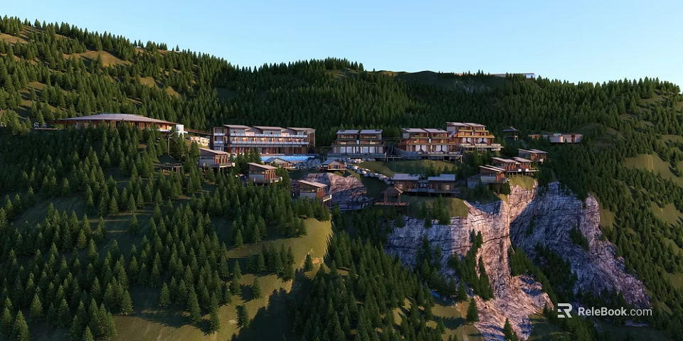 Luxury Hillside Detached Villas Surrounded By Lush Forest And Mountain Views 3d model 