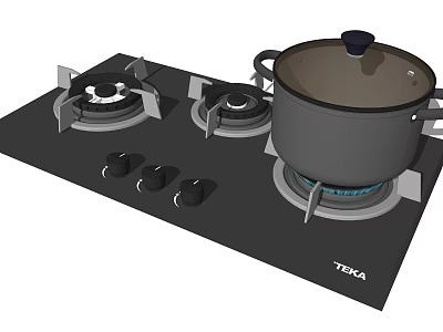 TEKA Modern Gas Stove Kitchen Appliance With Pot On Burner 3d model