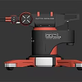 Automatic Turret Weapon With Red Black Design Multiple Barrels And VENTIS Stand 3d model