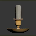 Elegant Gold Metal Candle Holder With White Candle Tray And Ring Handle Design