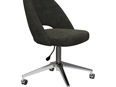 Modern Dark Gray Fabric Adjustable Single Chair With Swivel Wheels And Metal Base 3d model