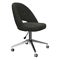 Modern Dark Gray Fabric Adjustable Single Chair With Swivel Wheels And Metal Base