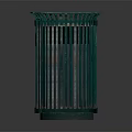 Green Trash Can With Red Label Stanley Brand Outdoor Waste Equipment