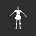 Game Movie Character With Short Black Hair White Dress Arm Tattoos White Socks And Shoes