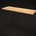 Wooden Top Desk With Black Metal Frame And Minimalist Design