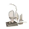 Elegant Decorative Ornament Set With Ceramic Vases Tray Candles Diffuser And Pearl Chain 3d model