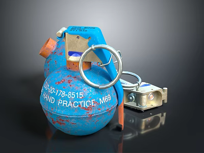 Blue Practice No8 Hand Grenade With Metal Fuse And Marked Number 2788515 3d model