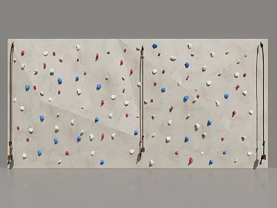 Indoor Climbing Wall Sports Equipment with Colorful Holds and Safety Ropes for Training 3d model
