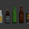 Assorted Colorful Beer Bottles And Can With Different Labels On Display Table