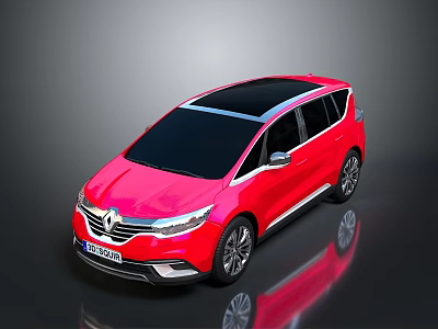 Red Renault MPV Car With Black Roof And Modern Shiny Exterior Design 3d model