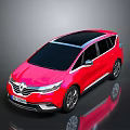 Red Renault MPV Car With Black Roof And Modern Shiny Exterior Design