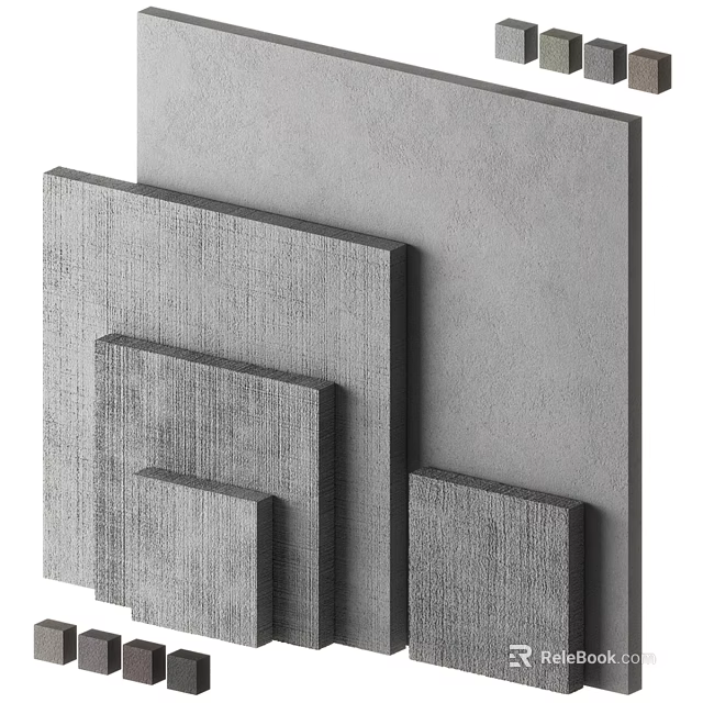 Stacked Gray Textured Construction Panels With Various Sizes And Surfaces 3d model 