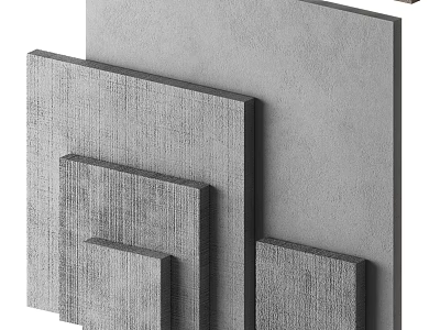 Stacked Gray Textured Construction Panels With Various Sizes And Surfaces 3d model