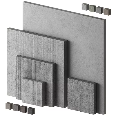 Stacked Gray Textured Construction Panels With Various Sizes And Surfaces 3d model