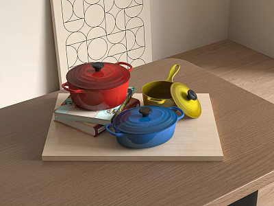 Kitchen Utensils and Kitchenware Tableware Casserole Wok Cooking Pot 3d model