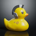 Yellow Mechanical Decorative Duck Furniture Ornament With Gray Helmet And Buttons