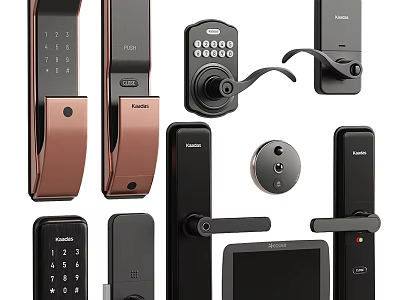 Modern Door Handles With Smart Lock Digital Keypad Black Copper Finish And Mechanical Lever Designs 3d model