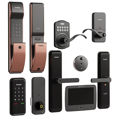 Modern Door Handles With Smart Lock Digital Keypad Black Copper Finish And Mechanical Lever Designs 3d model