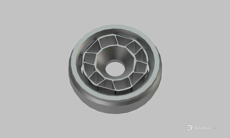 Circular Metal Mechanical Component With Central Hole And Geometric Internal Design 3d model 
