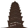 Traditional Chinese Pagoda With Multiple Floors Golden Spire Black Roof And Wooden Structure