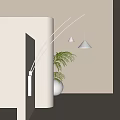 Modern Wall Lamp Design With Double Cone Shades And Indoor Plant In Minimalist Interior