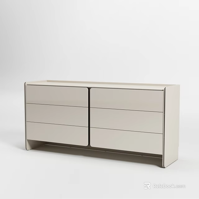 Modern Sideboard With Minimalist Design Light Color And Multiple Sleek Drawers 3d model