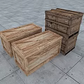 Rustic Wooden Crates Stacked On Stone Floor With Natural Wood And Stone Material