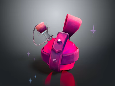Stylish Pink Living Supplies Container With Chain Lid And Shiny Star Decorations 3d model