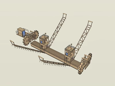 Heavy Duty Industrial Equipment Featuring Conveyor Belt Steel Frame And Mechanical Arms 3d model