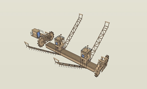 Modern Industrial LOFT Equipment Four Corner Bucket Wheel Machine 3d model