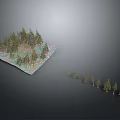 3D Terrain Model With Trees Colored Textured Ground And Smaller Tree Models 3d model