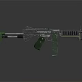 Modern Tactical Weapon Assault Rifle With Green Grip Black Body And Magazine