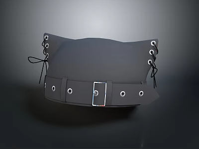 Gray Corset With Black Laces Buckle And Multiple Eyelets Design 3d model