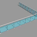 Modern Glass Railing Structure With Metal Support Posts And Clear Panels 3d model