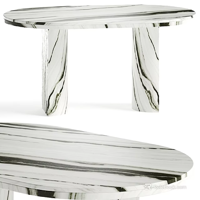 Modern Marble Side Table With Unique Striped Pattern And Elegant Design Details 3d model