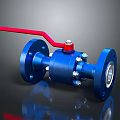 Blue Ball Valve Hardware Tool With Red Handle For Industrial Applications 3d model