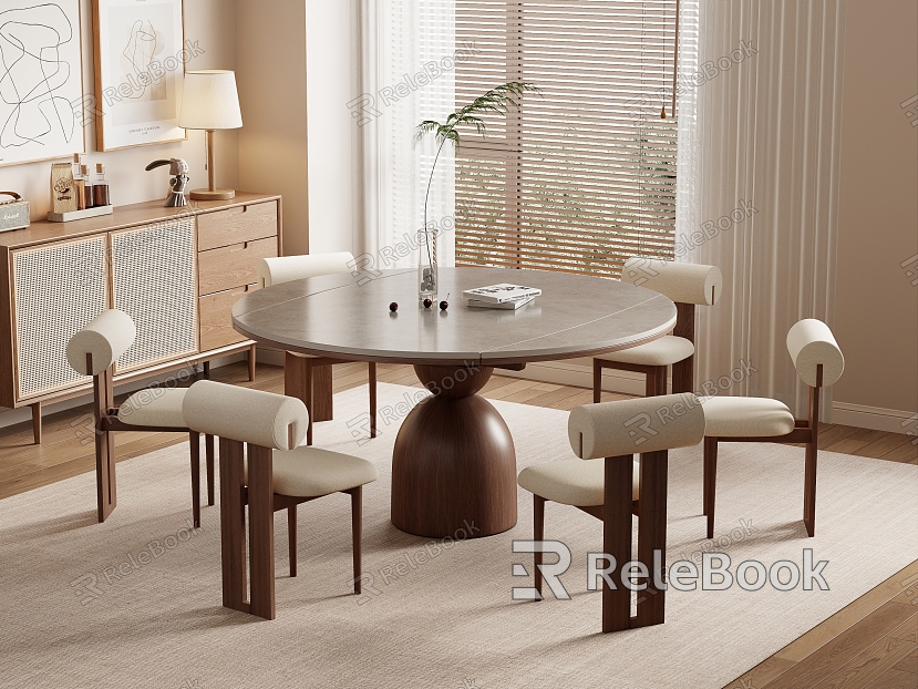 Log Style Dining Table and Chair Combination Dining Table and Chair model