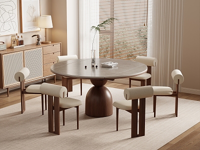 Log Style Dining Table and Chair Combination Dining Table and Chair model