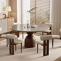 Log Style Dining Table and Chair Combination Dining Table and Chair 3d model